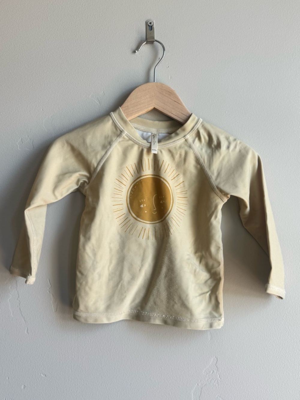 Rylee + Cru Sun Graphic Rash Guard Neutral Beige Swim Top 18-24M Scandi Baby